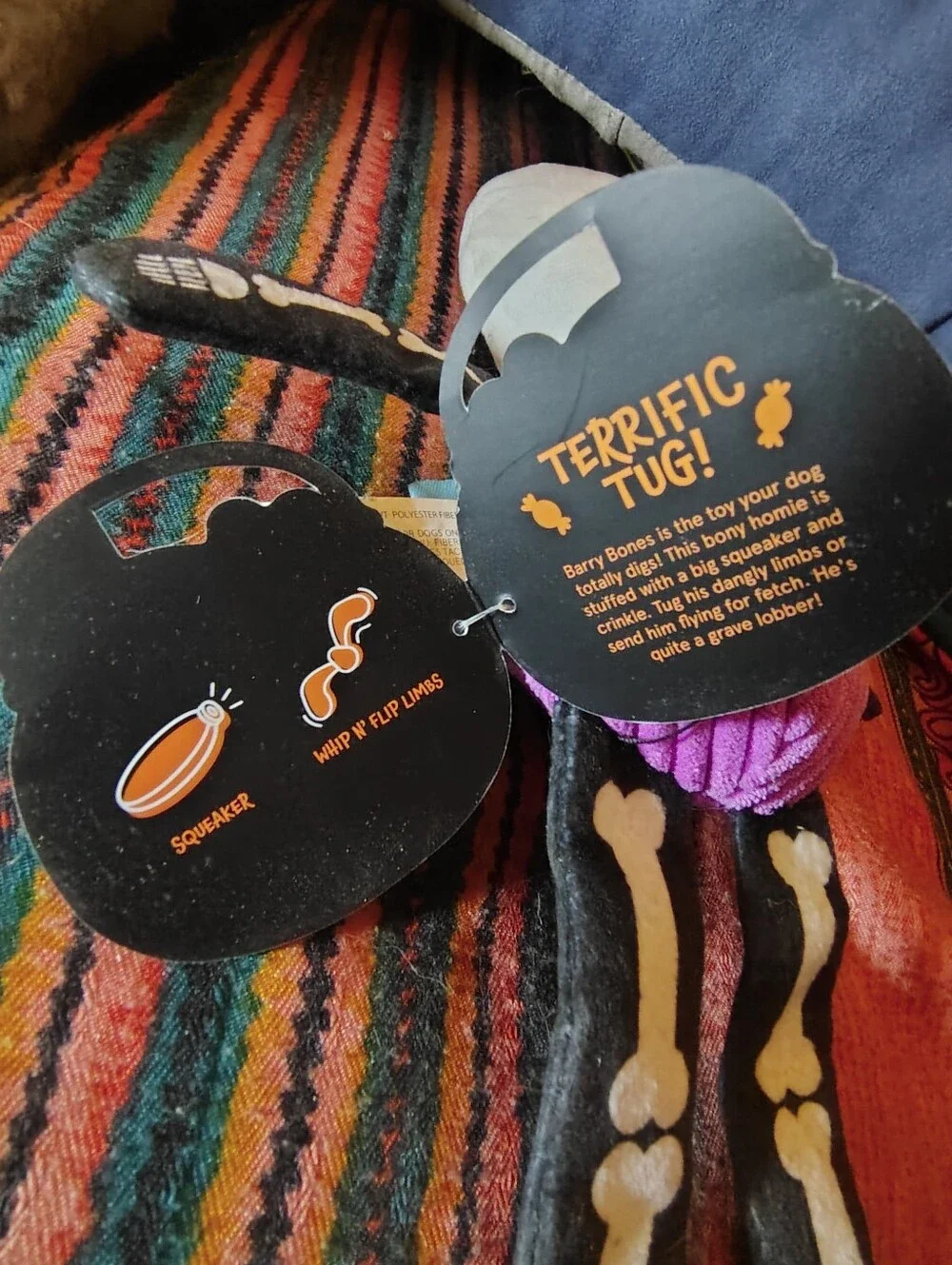 NWT BarkBox Halloween Dog Toy Lot of 3-Rickie Raccoon, Tanuki Tamiko&Barry Bones